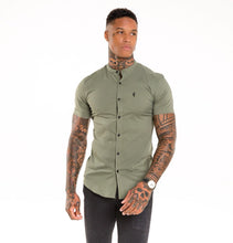 Load image into Gallery viewer, Father Sons Super Slim Stretch Classic Khaki Grandad Collar Short Sleeve - FS291