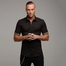 Load image into Gallery viewer, Father Sons Super Slim Luxe Ultra Stretch Classic Black Short Sleeve - FS227