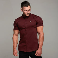 Load image into Gallery viewer, Father Sons Super Slim Stretch Burgundy Denim Short Sleeve - FS204