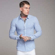 Load image into Gallery viewer, Father Sons Super Slim Stretch Navy & White Stripe (Pink Emblem) - FS112P