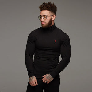 Father Sons Classic Black Stretch Roll Neck (Red Emblem) - FSH090