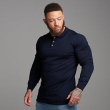 Load image into Gallery viewer, Father Sons Classic Navy Knitted Long Sleeve Polo Shirt - FSH178
