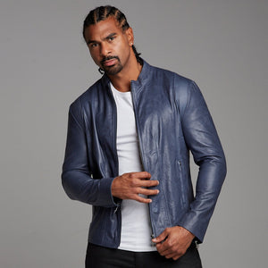 Father Sons Navy Lambs Leather Jacket - FSH217