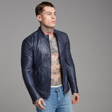 Load image into Gallery viewer, Father Sons Navy Lambs Leather Jacket - FSH217
