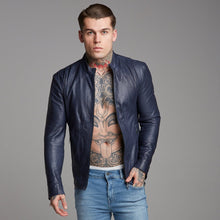 Load image into Gallery viewer, Father Sons Navy Lambs Leather Jacket - FSH217
