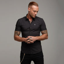 Load image into Gallery viewer, Father Sons Super Slim Stretch Classic Black Short Sleeve - FS127
