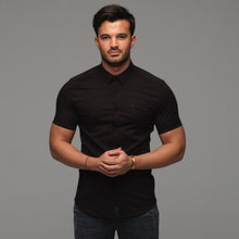 Load image into Gallery viewer, Father Sons Super Slim Luxe Ultra Stretch Classic Black Short Sleeve -  FS227
