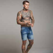 Load image into Gallery viewer, Father Sons Slim Stretch Washed Blue Denim Jean Shorts - FSH140
