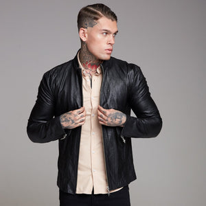 Father Sons Black Lambs Leather Jacket - FSH163