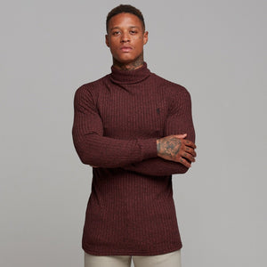 Father Sons Classic Burgundy Ribbed Knit Roll-neck Jumper - FSH116