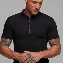 Load image into Gallery viewer, Father Sons Classic All Black Zipped Polo Shirt - FSH238
