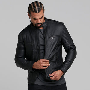 Father Sons Black Bomber Leather Jacket - FSH198