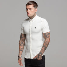 Load image into Gallery viewer, Father Sons Super Slim Stretch Ribbed Cream Short Sleeve - FS406
