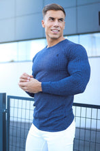 Load image into Gallery viewer, Father Sons Classic Navy Ribbed Knit Super Slim Crew - FSH114
