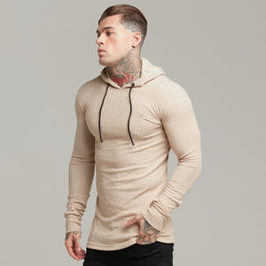 Father Sons Classic Beige Ribbed Knit Hoodie Jumper - FSH412