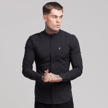 Load image into Gallery viewer, Father Sons Super Slim Stretch Classic Black Grandad Collar - FS171
