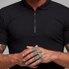 Load image into Gallery viewer, Father Sons Classic All Black Zipped Polo Shirt - FSH238
