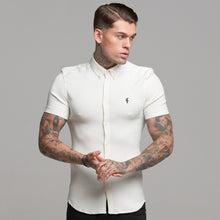 Load image into Gallery viewer, Father Sons Super Slim Stretch Ribbed Cream Short Sleeve - FS406
