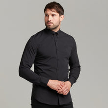 Load image into Gallery viewer, Father Sons Classic Black Stretch Shirt with Gold Pin Collar - FS569
