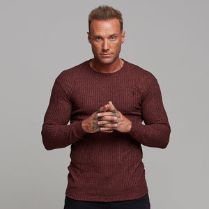 Father Sons Classic Burgundy Ribbed Knit Super Slim Crew - FSH113