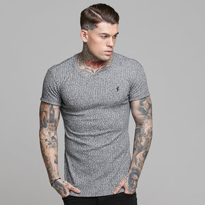 Father Sons Classic Grey Ribbed Knit Super Slim Long Line Crew- FSH173 (PRE ORDER / DISPATCH DATE 15TH JULY)