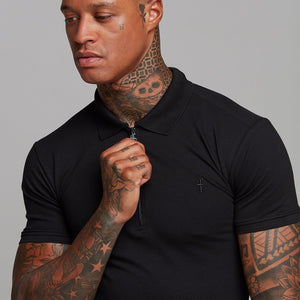 Father Sons Classic All Black Zipped Polo Shirt - FSH238