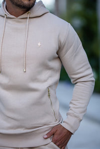 Father Sons Beige & Gold Overhead Hoodie Top with Zipped Pockets - FSH483 (PRE ORDER / DISPATCH DATE 31ST JULY)