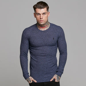 Father Sons Classic Navy Ribbed Knit Super Slim Crew - FSH114