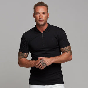 Father Sons Classic All Black Zipped Polo Shirt - FSH238