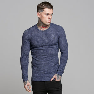 Father Sons Classic Navy Ribbed Knit Super Slim Crew - FSH114