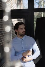 Load image into Gallery viewer, Father Sons Super Slim Stretch Navy &amp; White Stripe (Yellow Emblem)  -  FS364
