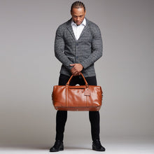 Load image into Gallery viewer, Father Sons Tan Leather Holdall Weekender Bag - FSH202
