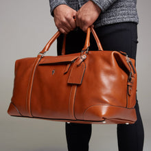 Load image into Gallery viewer, Father Sons Tan Leather Holdall Weekender Bag - FSH202
